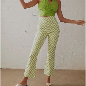 Peppermayo Green and White Checkered Pants